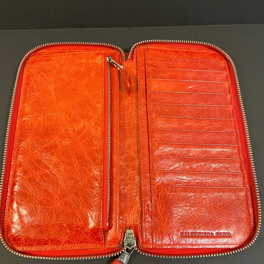 Balenciaga Red Leather Continental Zip Around Wallet - EUC - Picture 3 of 10